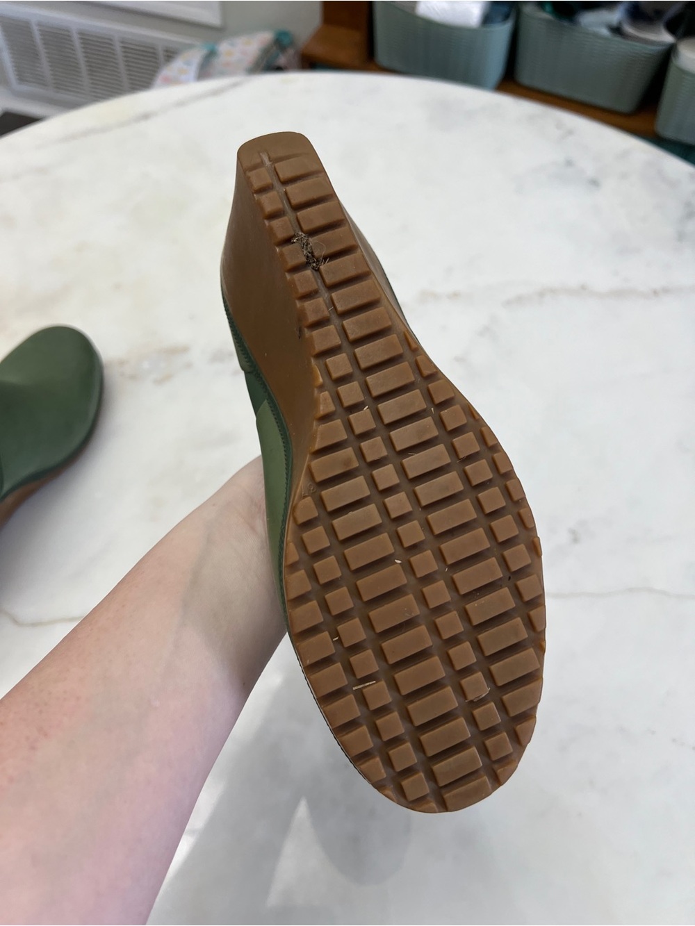 Tretorn Green Wedge Rain Ankle Boots with Brown Sole size 8 - Picture 14 of 14